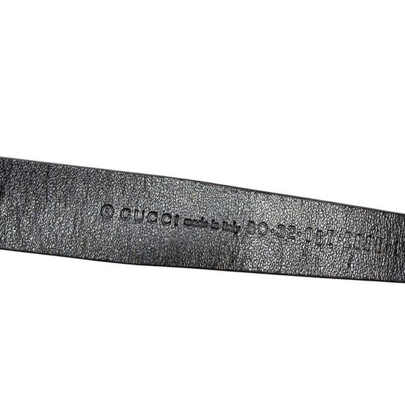 GUCCI black leather belt with silver rectangle buckle small